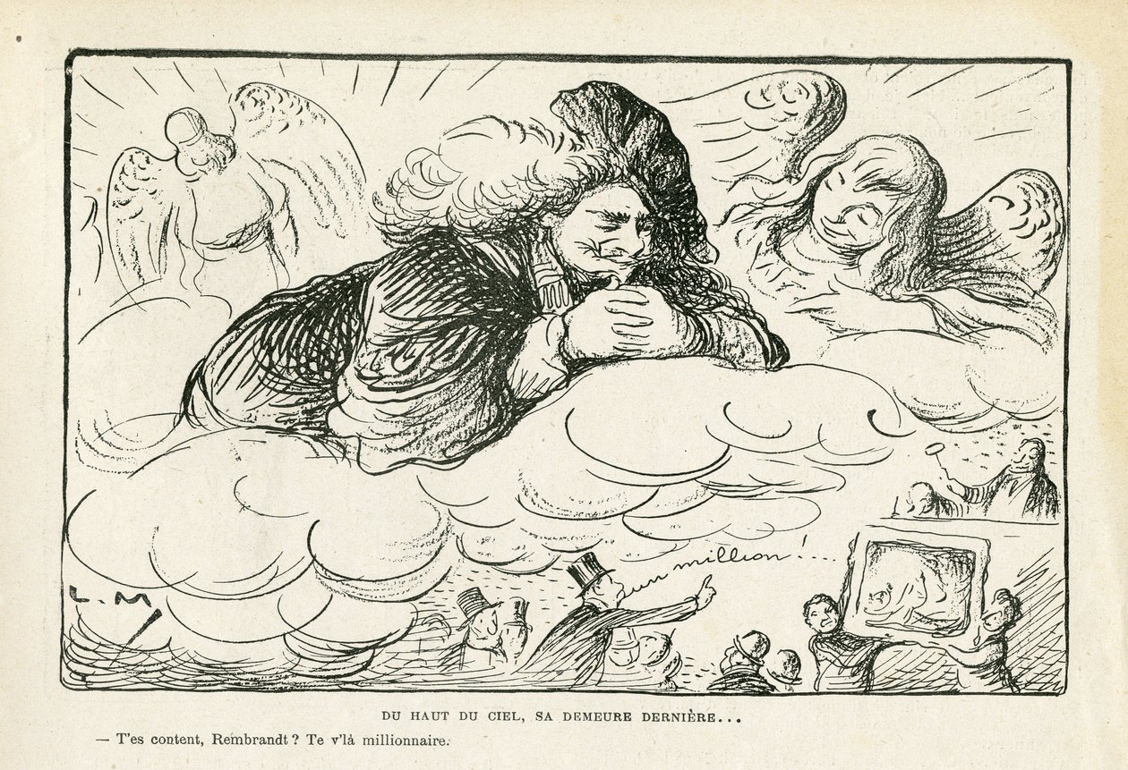 ilustrace v Le Rire, 21/06/13 - Z vrcholu oblohy, místo jeho posledního odpočinku (rytina) od Lucien Metivet