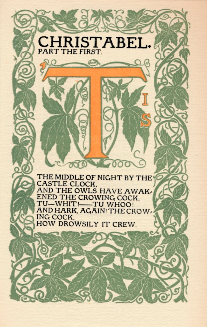 Eragny Press: Úvodní stránka Coleridges Christabel, 1895-1914 od Lucien Pissaro