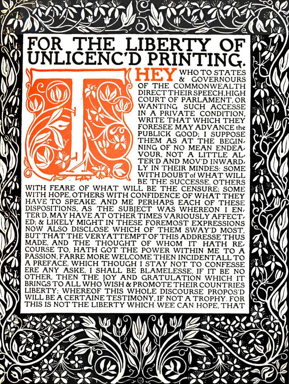 Eragny Press: Úvodní stránka Areopagitica, c.1895-1914. od Lucien Pissaro