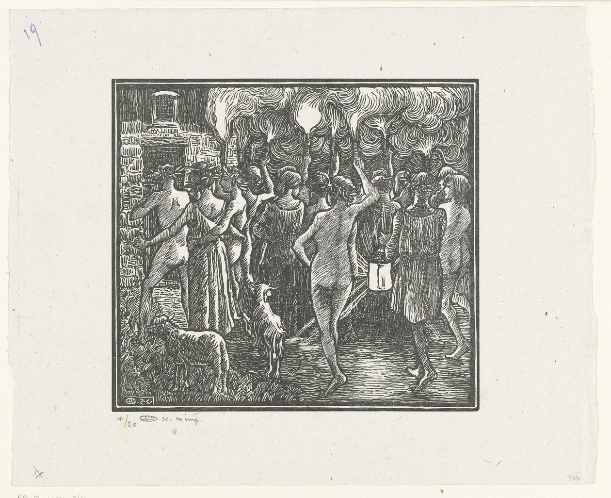 Z fakkeloptochtu Dafnis a Chloe, pochodový průvod Dafnis a Chloe (název série) od Lucien Pissarro