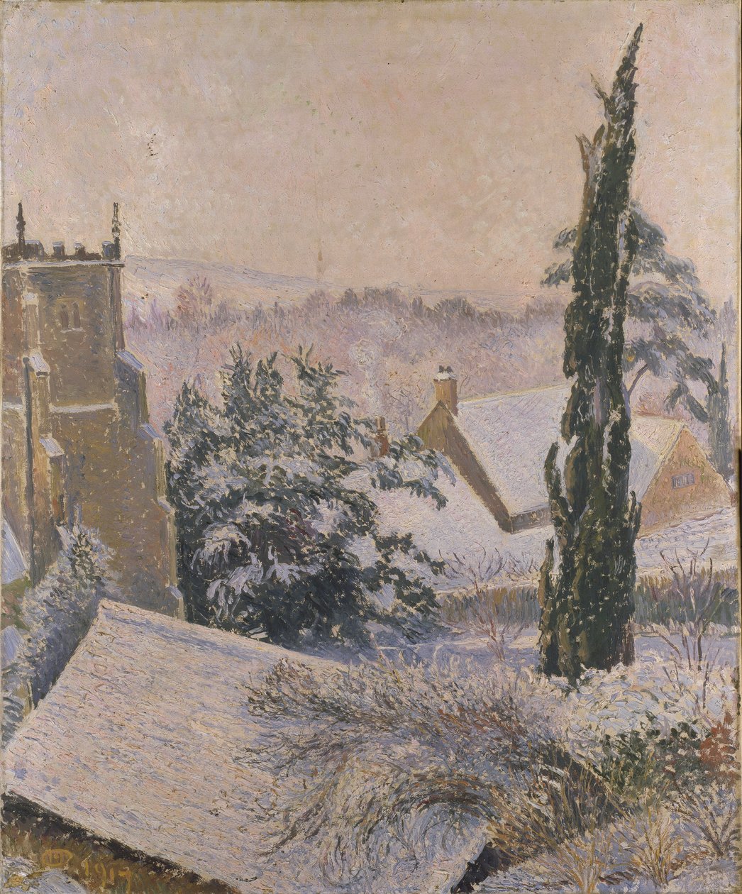 East Knoyle Church: Snow, 1917 od Lucien Pissarro