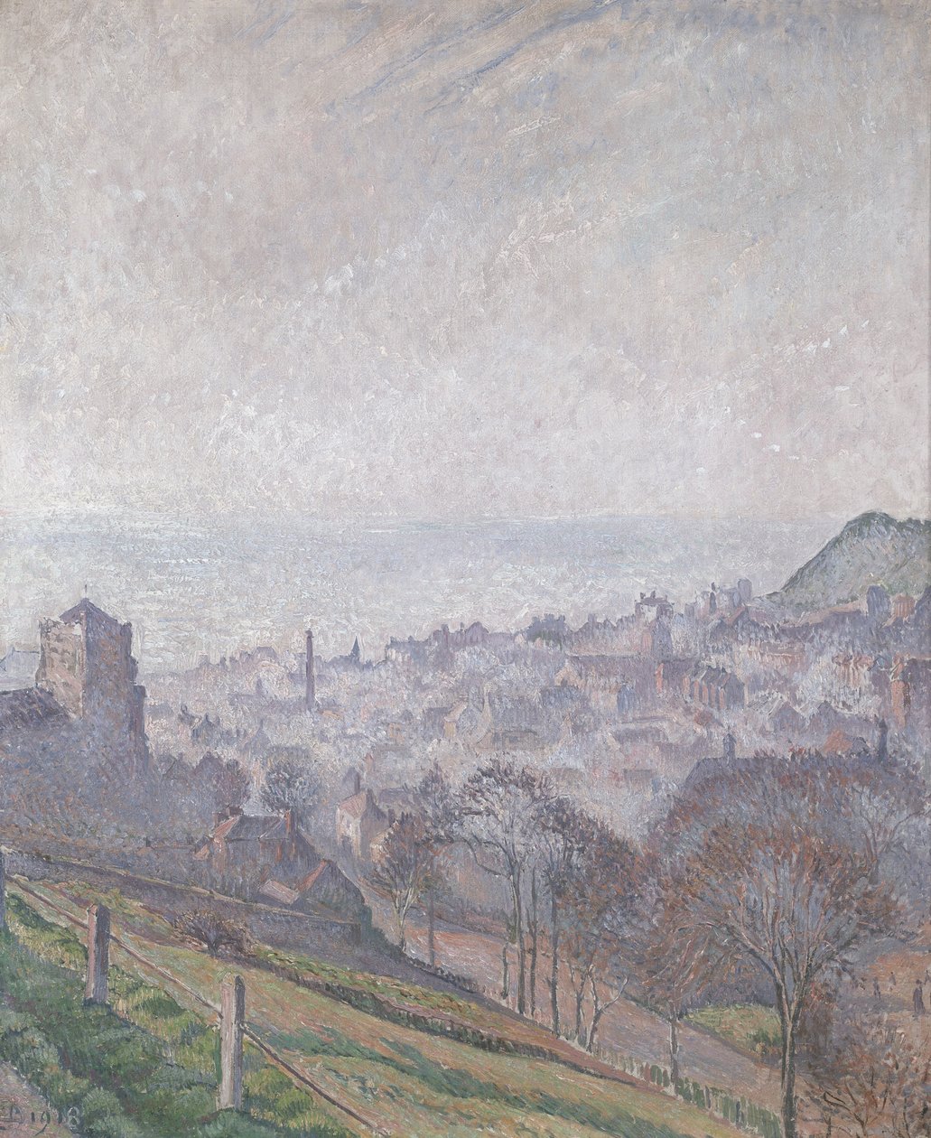 Hastings: Hastings: mlha, slunce a kouř, 1918 od Lucien Pissarro