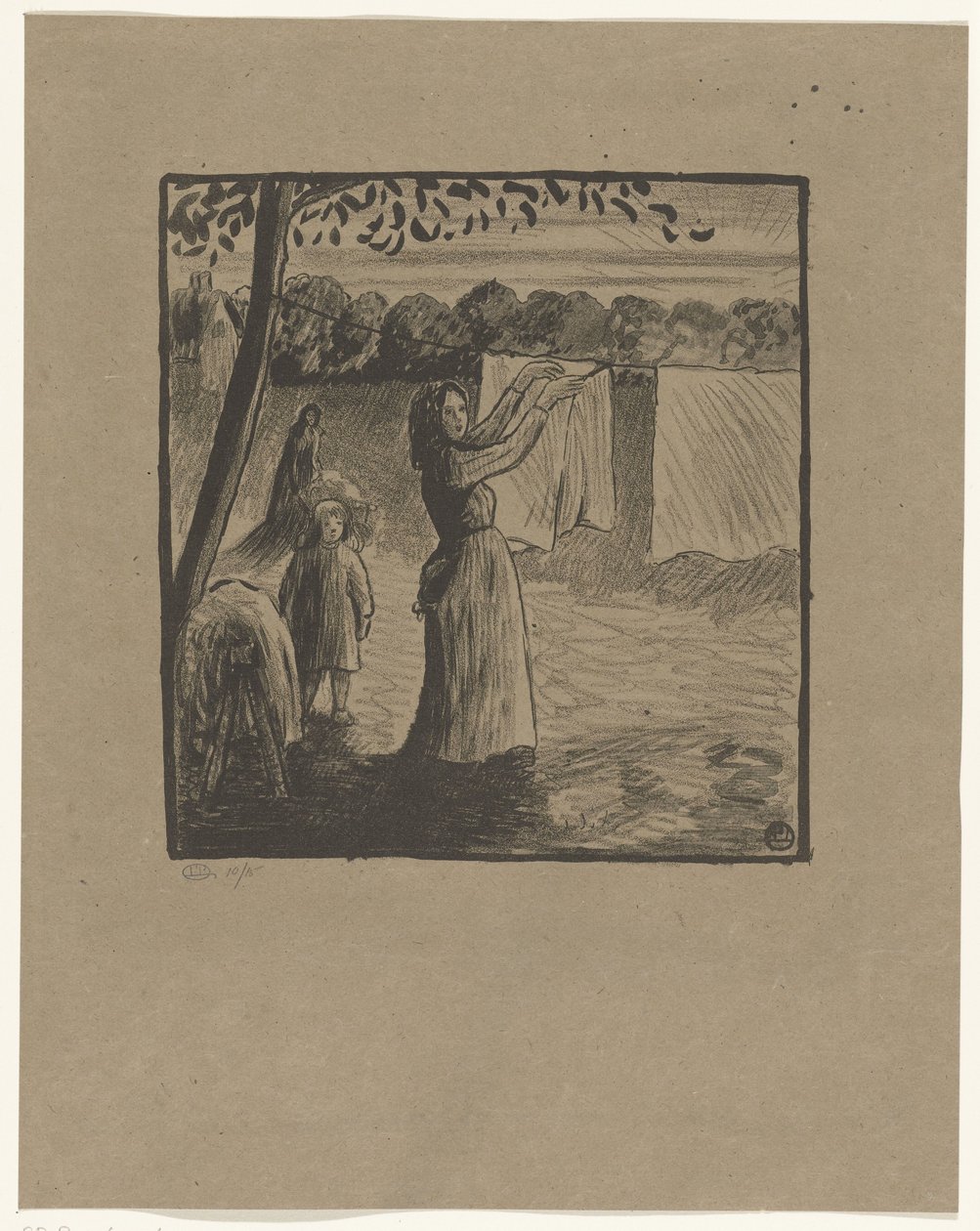 Věšení prádla od Lucien Pissarro