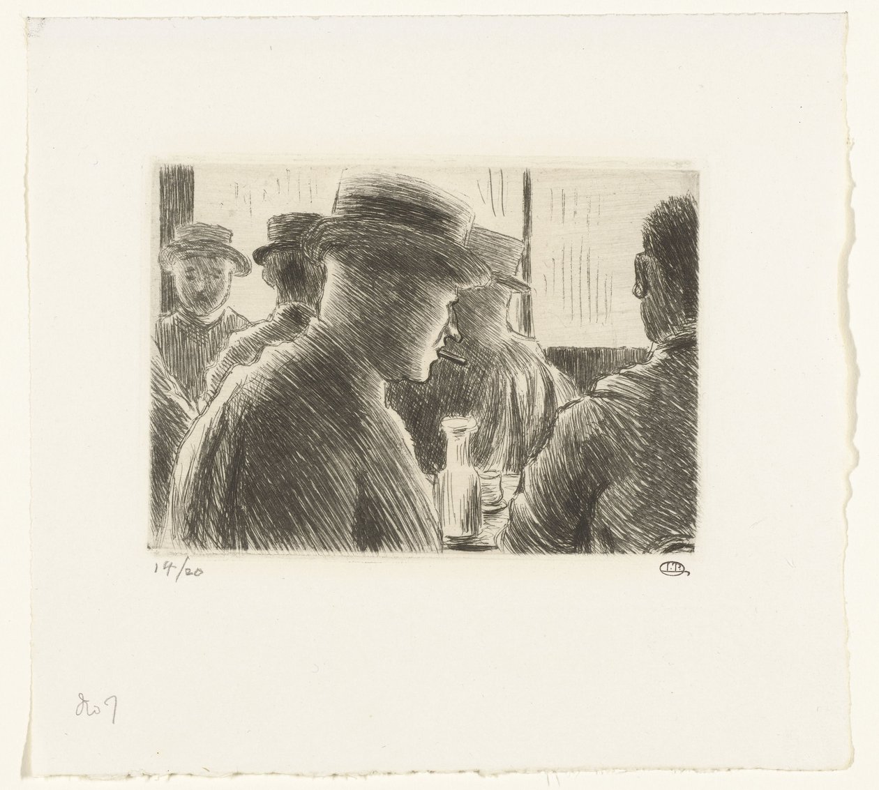 Muži v kavárně od Lucien Pissarro