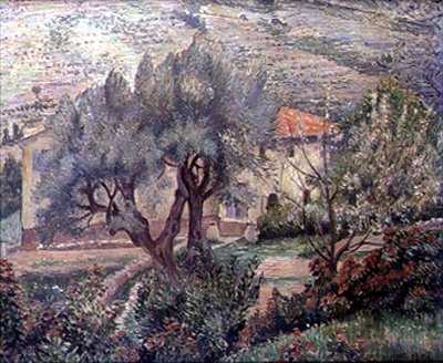 Krajina Orovida, třešeň (olej na plátně) od Lucien Pissarro