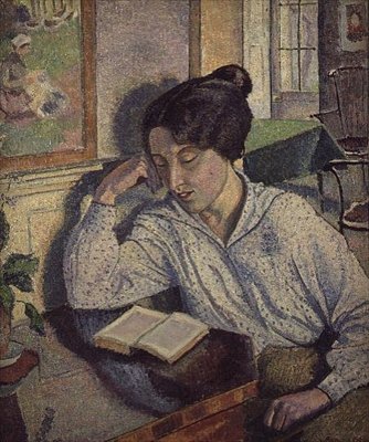 Portrét čtení Gladys Chivers od Lucien Pissarro
