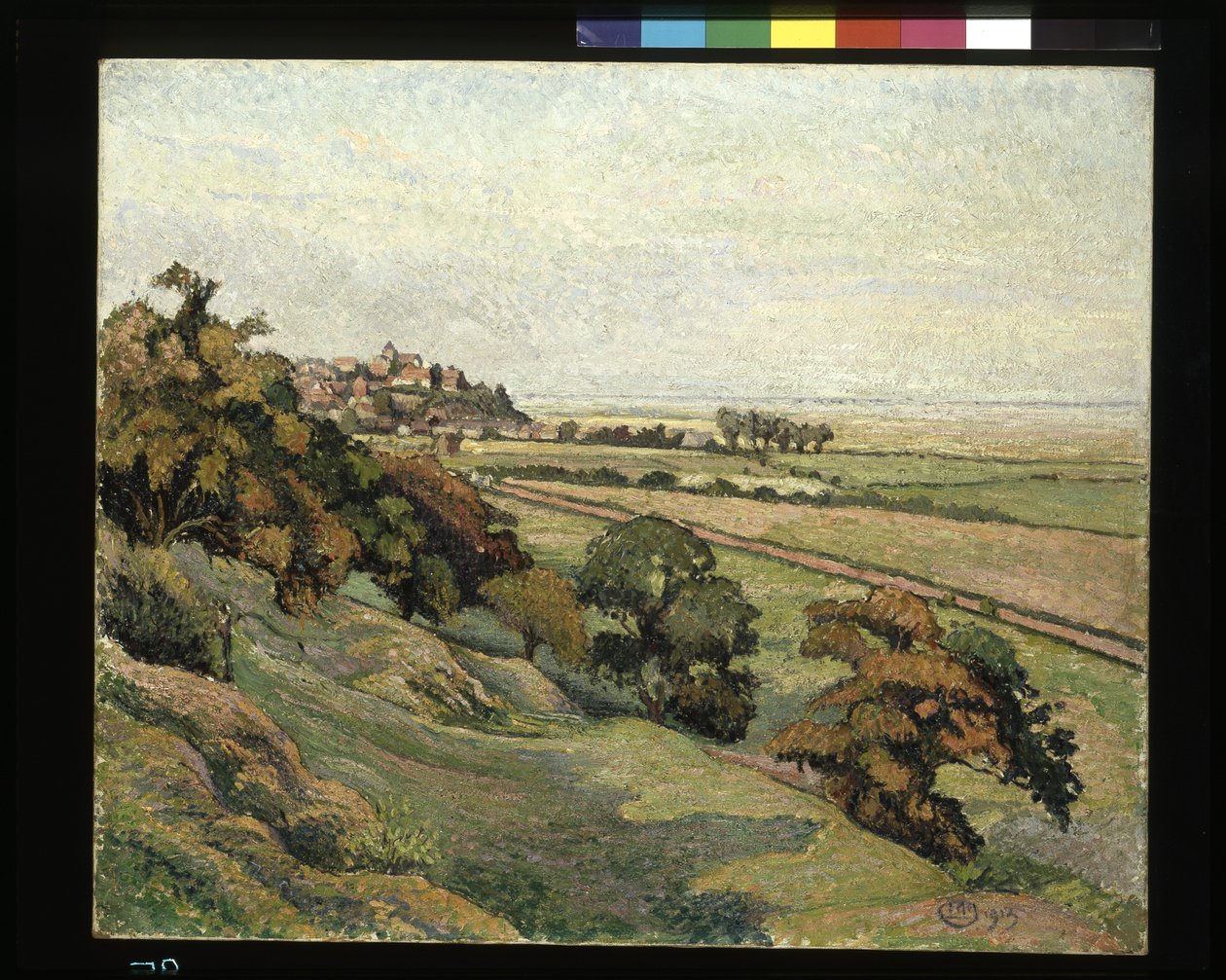 Žito z Cadborough, západ slunce (olej na plátně) od Lucien Pissarro