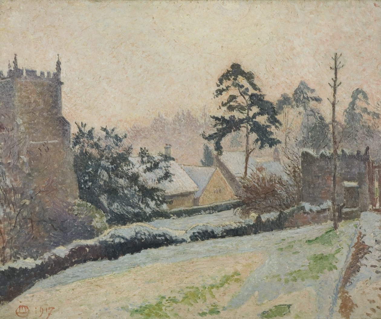 Sněhová scéna v East Knoyle, Wiltshire, Anglie od Lucien Pissarro
