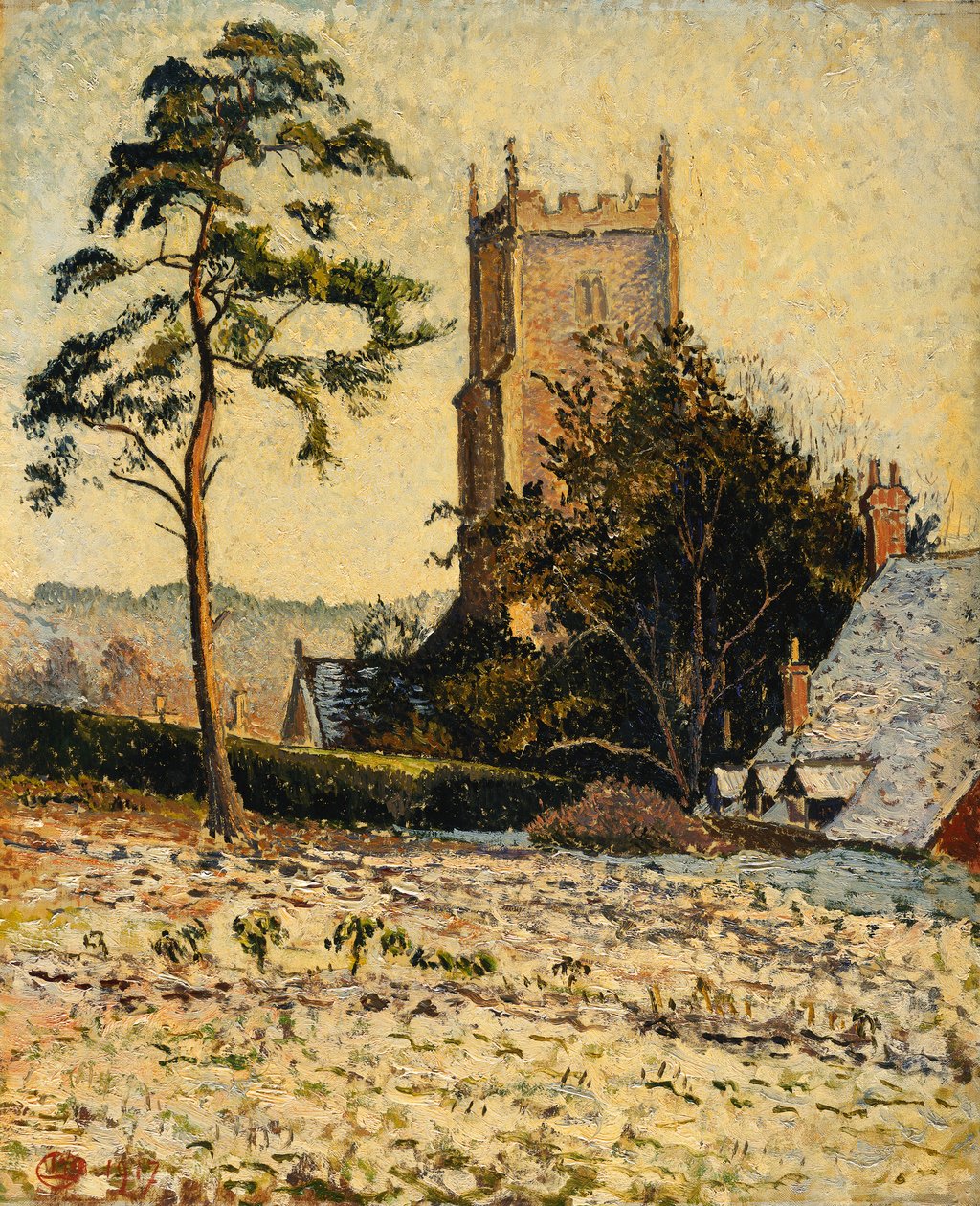 Kostel v East Knoyle, Thaw od Lucien Pissarro