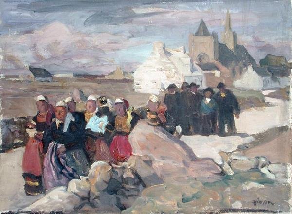 Breton muži a ženy, kolem roku 1909 (olej na plátně) od Lucien Simon