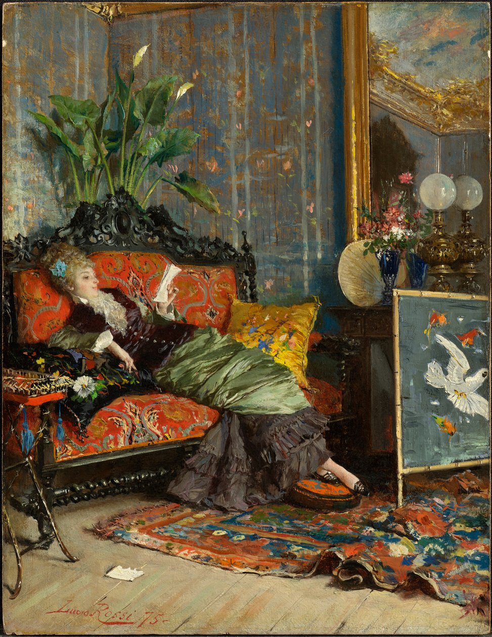 Mladá žena Reading, 1875 od Lucius Rossi
