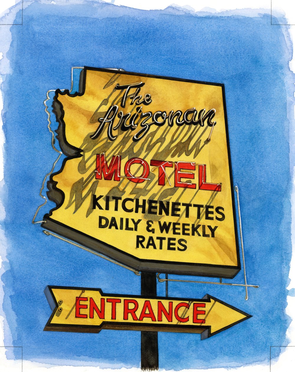 The Arizonian, Miracle Mile, 2004 (wc na papíře) od Lucy Masterman