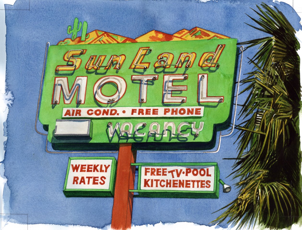 The Sun Land, Miracle Mile, 2004 (wc na papíře) od Lucy Masterman