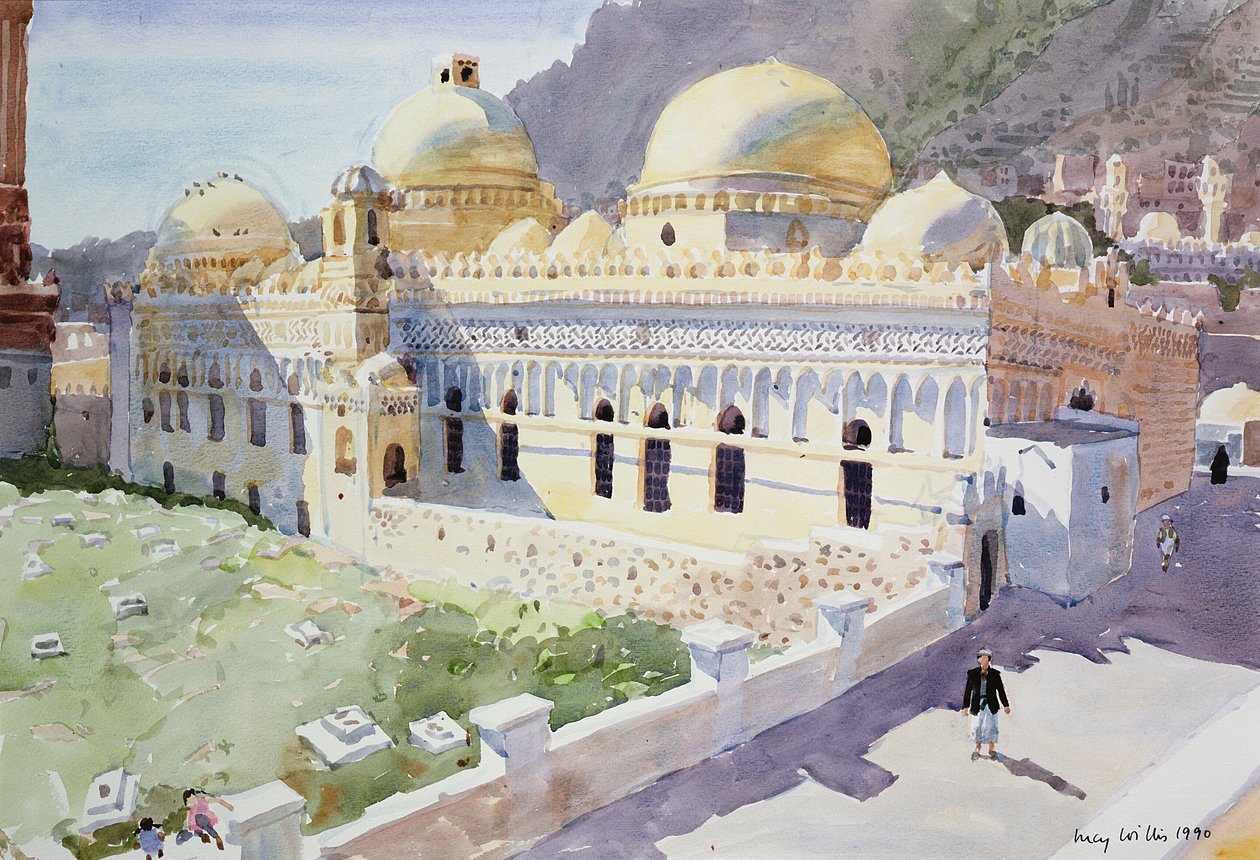 Mešita, Taiz, Jemen, 1990 (wc na papíře) od Lucy Willis