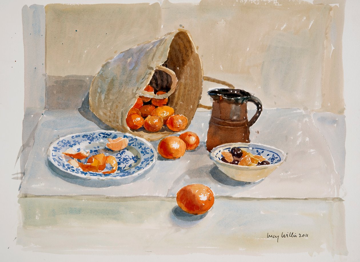 Džbán na pomeranče a louh, 2011 (wc na papíře) od Lucy Willis