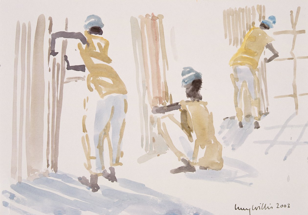 The Bamboo Fence, Senegal, 2003 (wc na papíře) od Lucy Willis