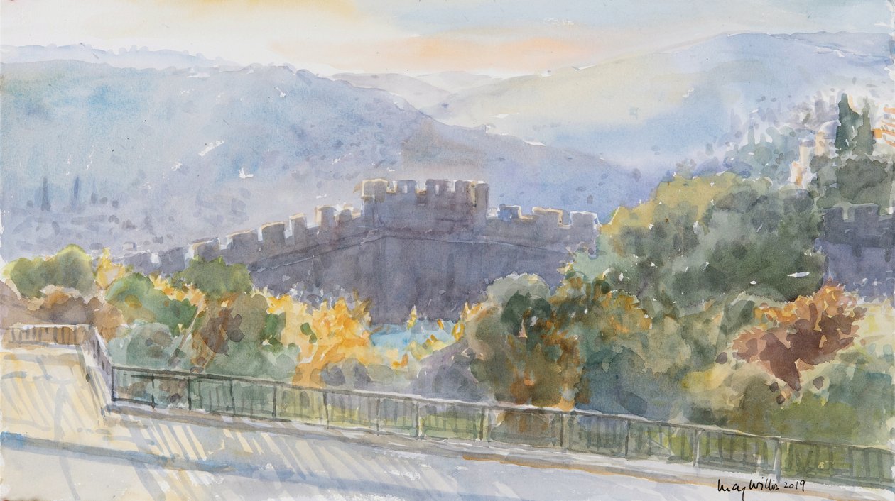 Hills Beyond the City, Sunrise, Jerusalem, 2019 (bez papíru) od Lucy Willis