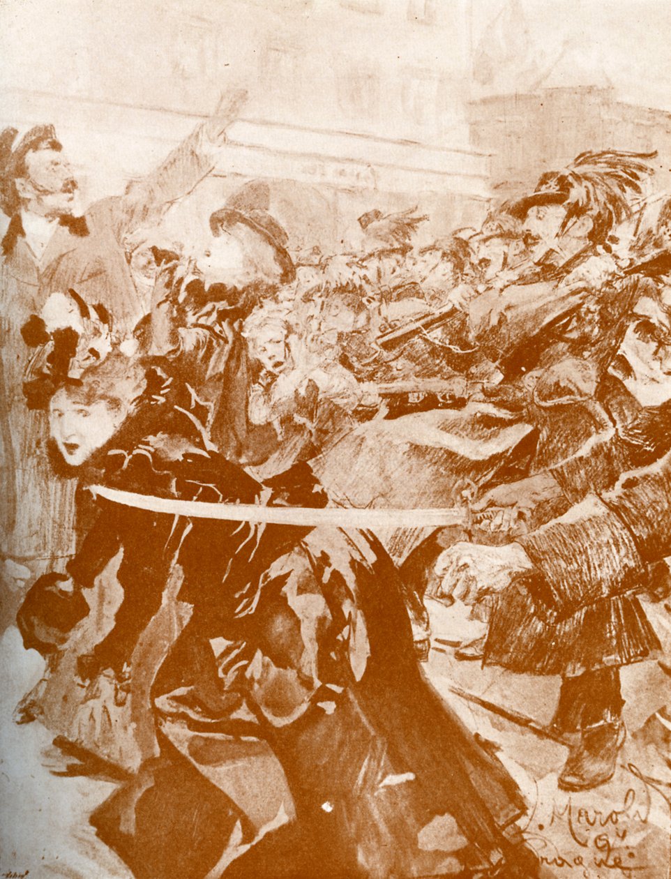 Demonstrace (Praha 1897)- Česká karikatura od Ludek or Ludwig (after) Marold