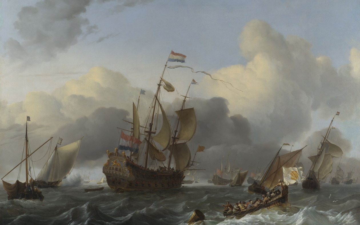 Eendracht a flotila holandských válečných mužů, c.1670-75 od Ludolf Backhuysen