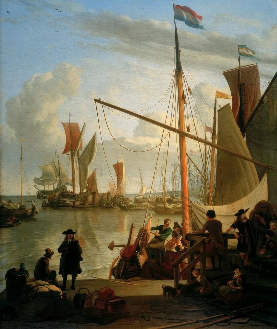 Ij před Amsterdamem z Mosselsteiger nebo Bothhuisjes od Ludolf Backhuysen