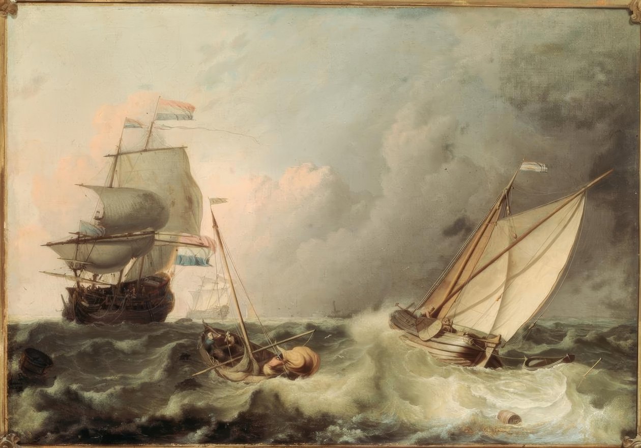 Plachetnice na rozbouřeném moři od Ludolf Backhuysen