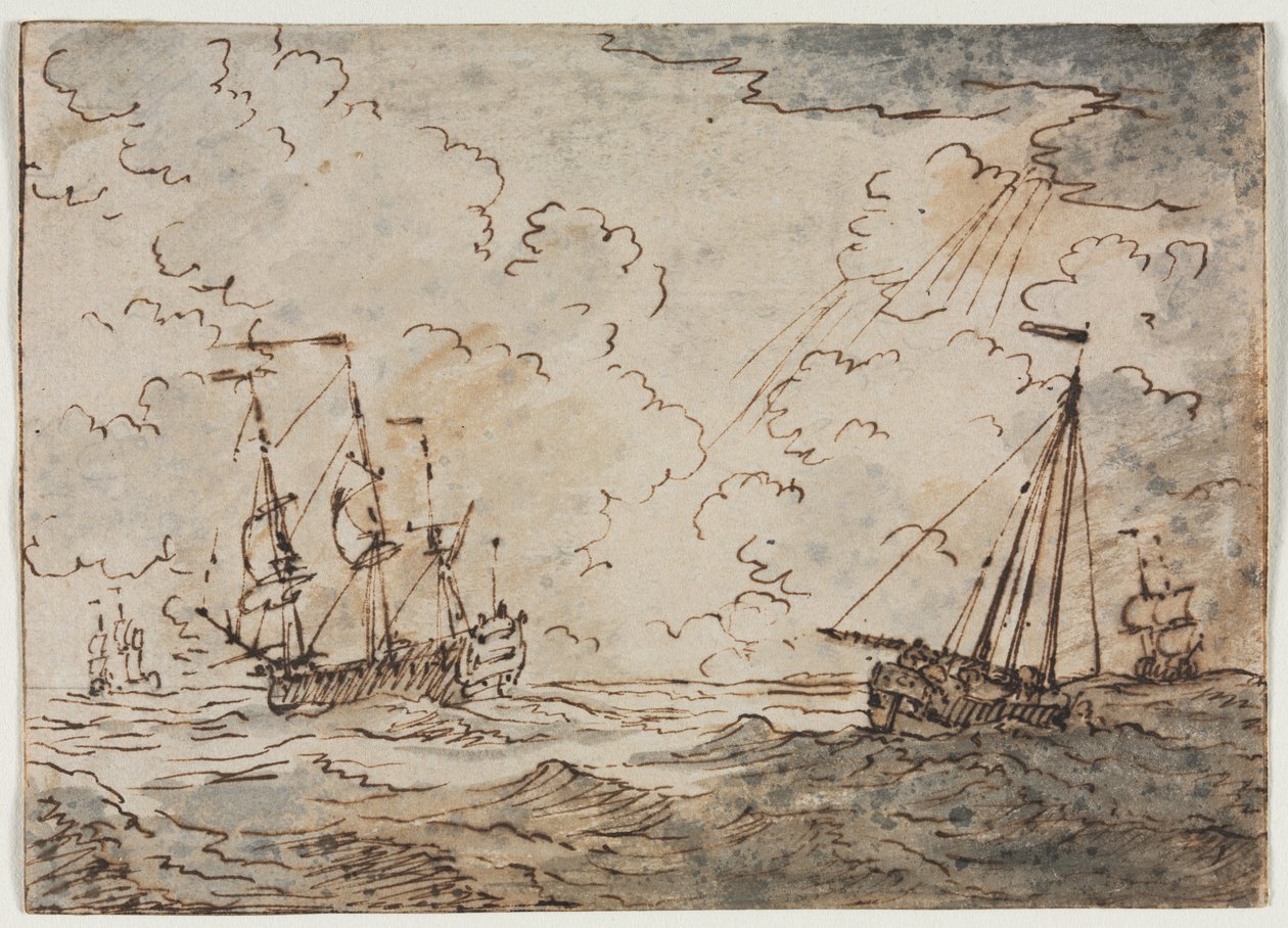 Lodě na moři, 17. století. od Ludolf Backhuysen