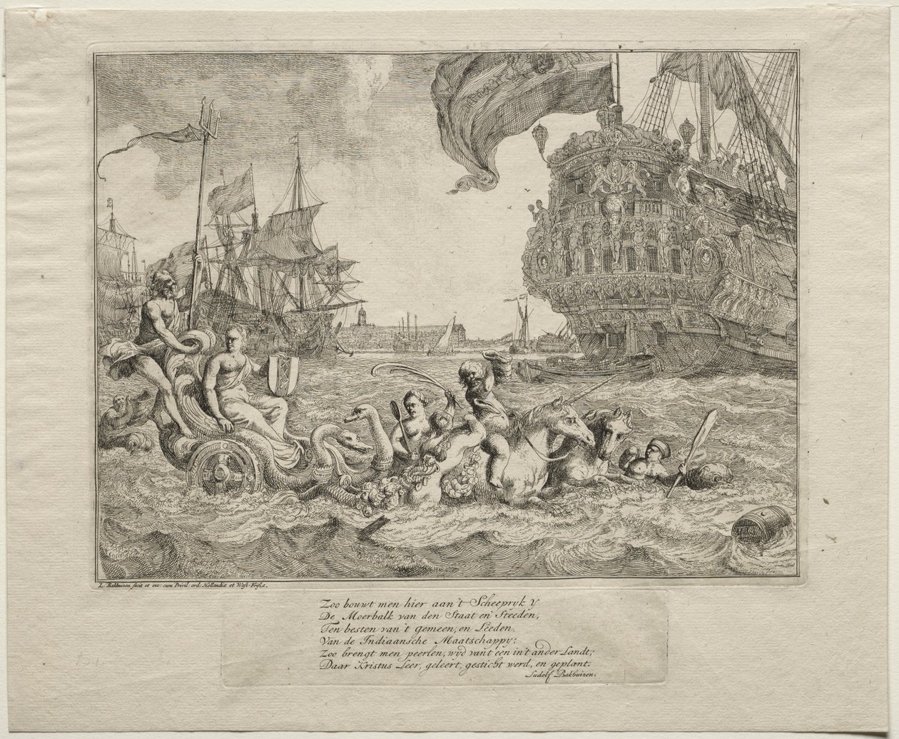 Personifikace Amsterdamu na voze Neptun, 1701. od Ludolf Backhuysen