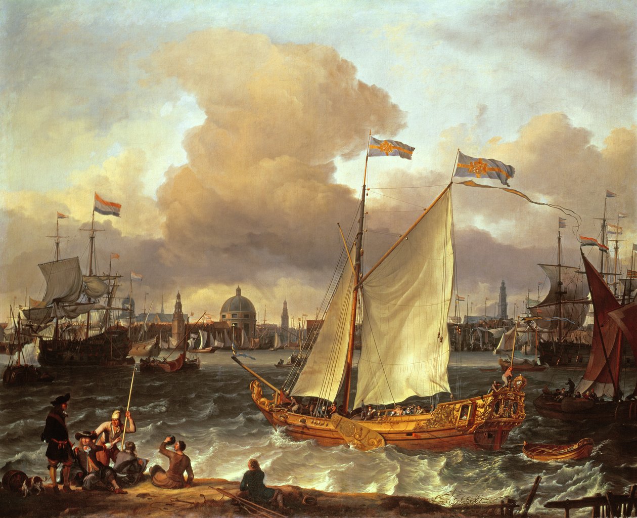 Švédská jachta „Lejouet“, v amsterdamském přístavu, 1674 od Ludolf Backhuysen