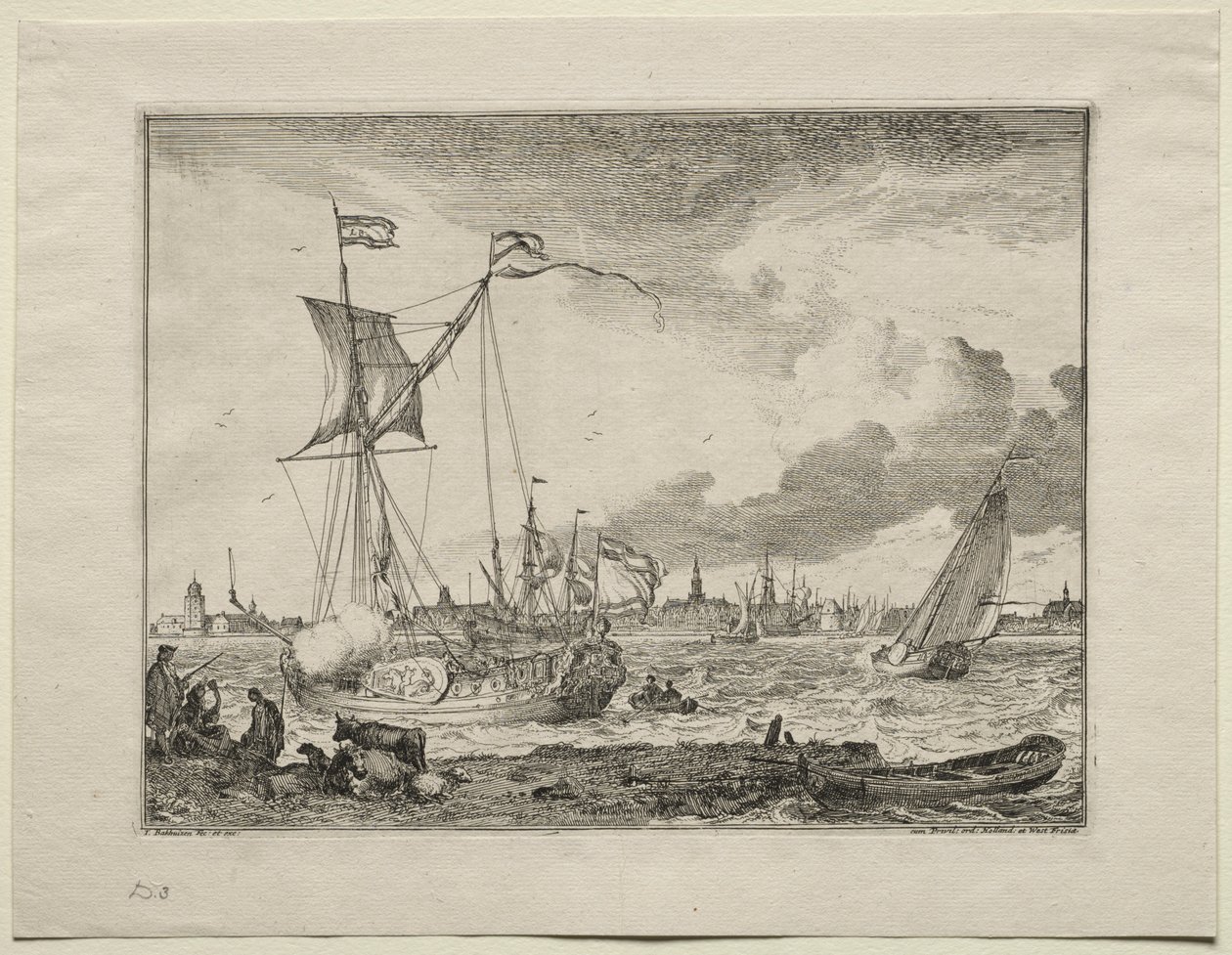 Pohled na Amsterdam s loděmi v popředí, 1701. od Ludolf Backhuysen