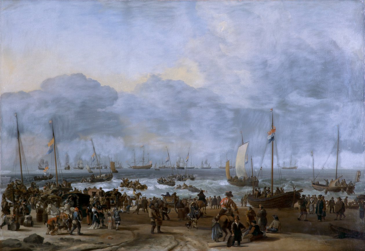 „Vylodění Viléma Oranžského v Scheveningenu“, 17. století od Ludolf Backhuysen I