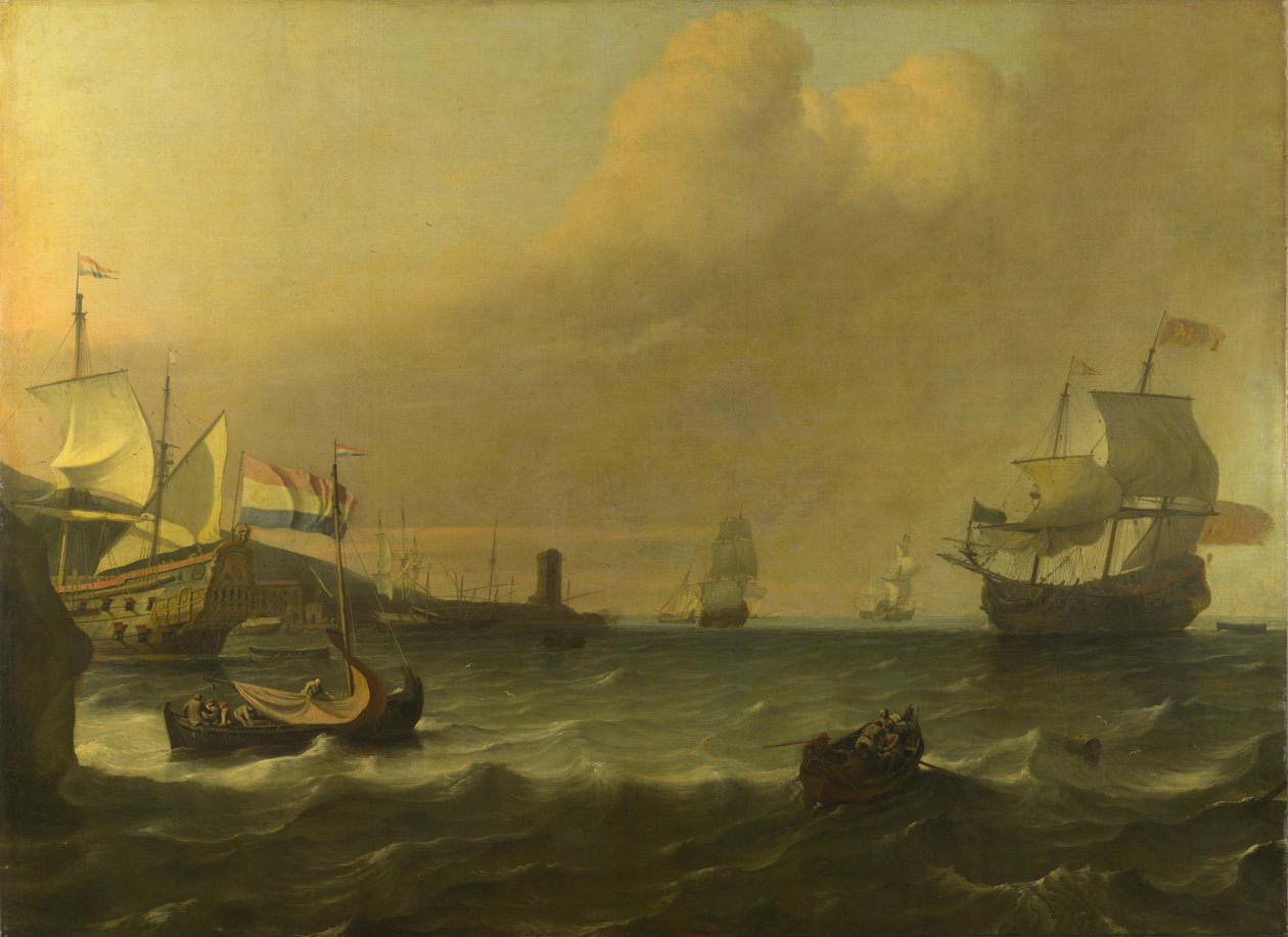 Holandští válečníci vstupují do středomořského přístavu, 1681 od Ludolf Bakhuizen