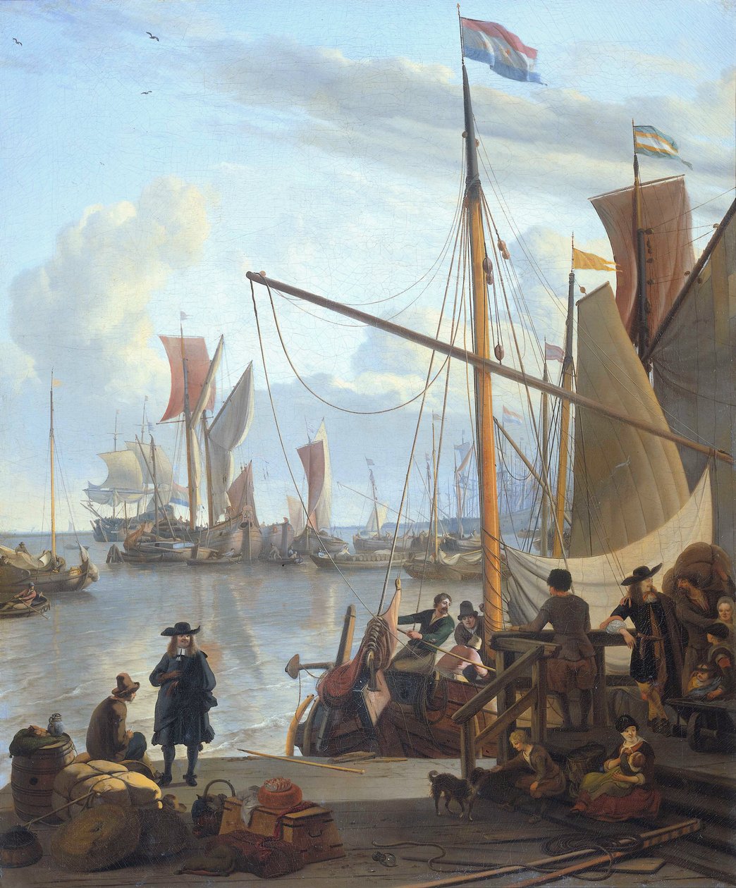 Y v Amsterdamu, pohled z mola Mosselsteiger (mušle) od Ludolf Bakhuizen