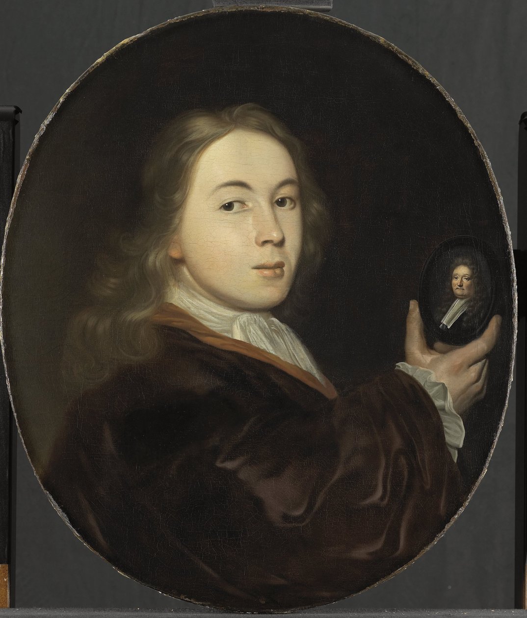 Johannes Bakhuysen (1683-1731). S miniaturním portrétem jeho otce Ludolfa od Ludolf Bakhuysen