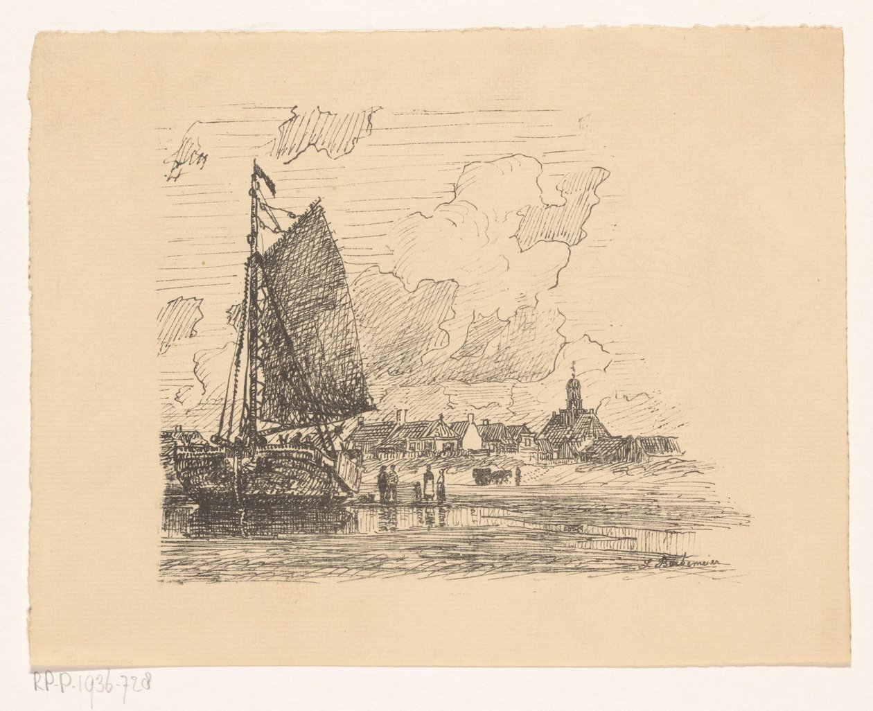 Bomschuit na pláži Noordwijk aan Zee od Ludolph Berkemeier (signed by artist)