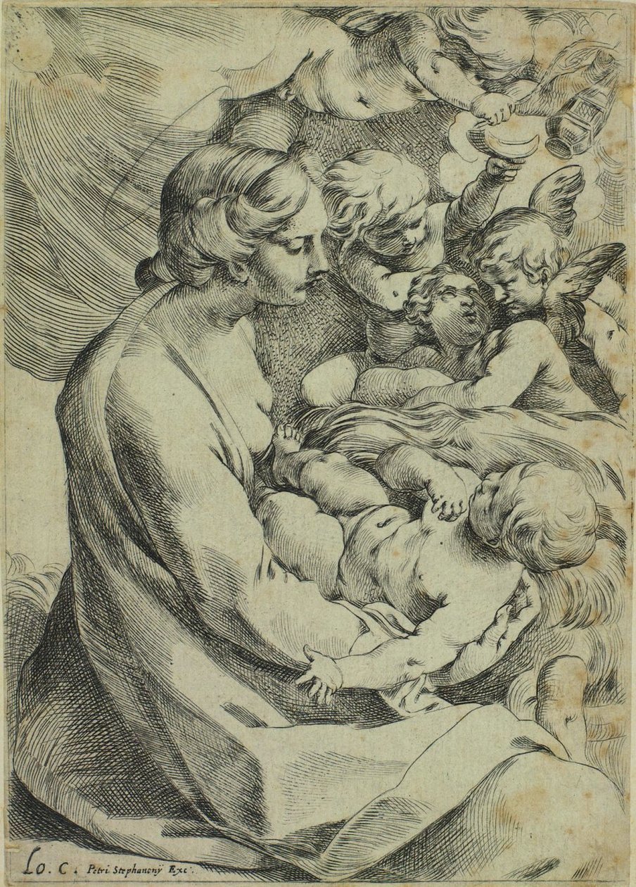 Panna s dítětem obklopeni anděly od Ludovico Carracci