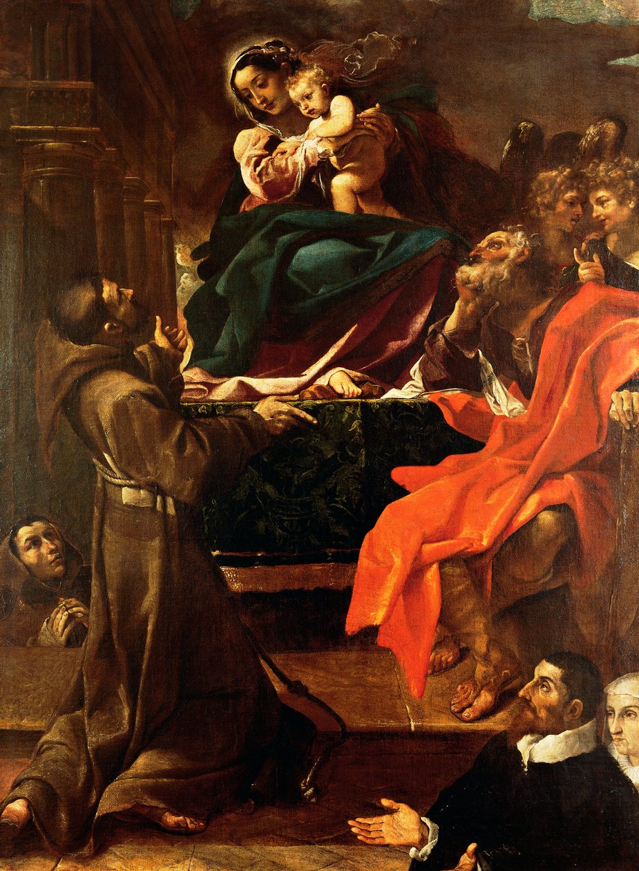 Svatá rodina se svatým Františkem a dárci od Ludovico Carracci