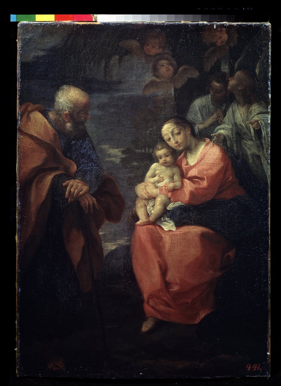 "Svatá rodina odpočívá na útěku do Egypta"" (Svatá rodina pod palmou (odpočívej na útěku do Egypta)) Malba Ludovica Carracciho (Ludovic Carracci od Ludovico Carracci