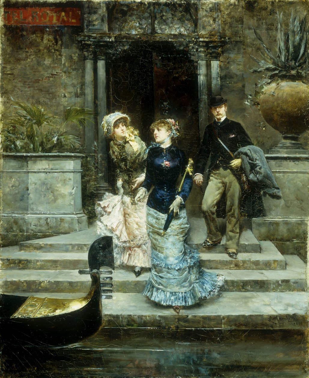 Odjezd z hotelu Royal, Benátky, 1881 od Ludovico Marchetti