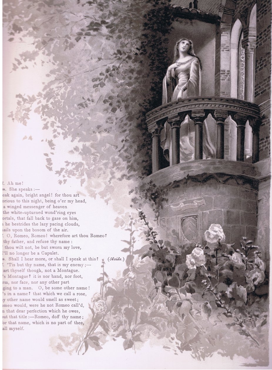 Juliet, ay me!. Romeo mluví. , ilustrace z Romea a Julie, od Ludovico Marchetti