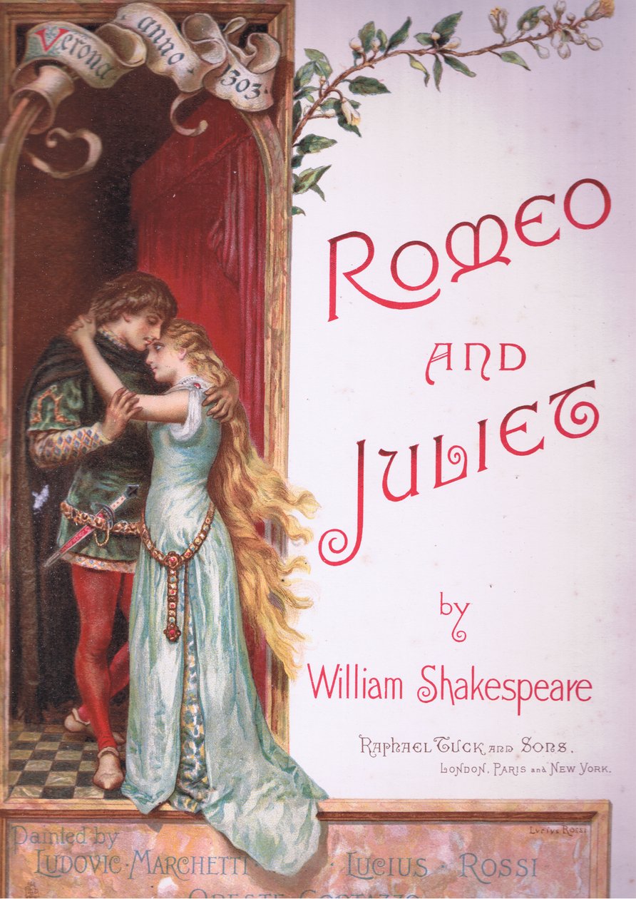 Titulní strana, ilustrace z Romea a Julie, od Ludovico Marchetti