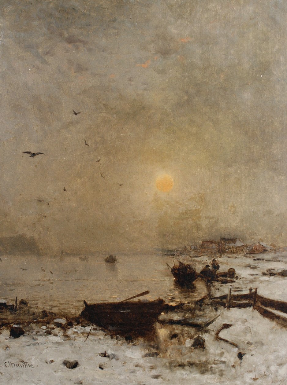 Západ slunce nad jezerem od Ludvig Munthe