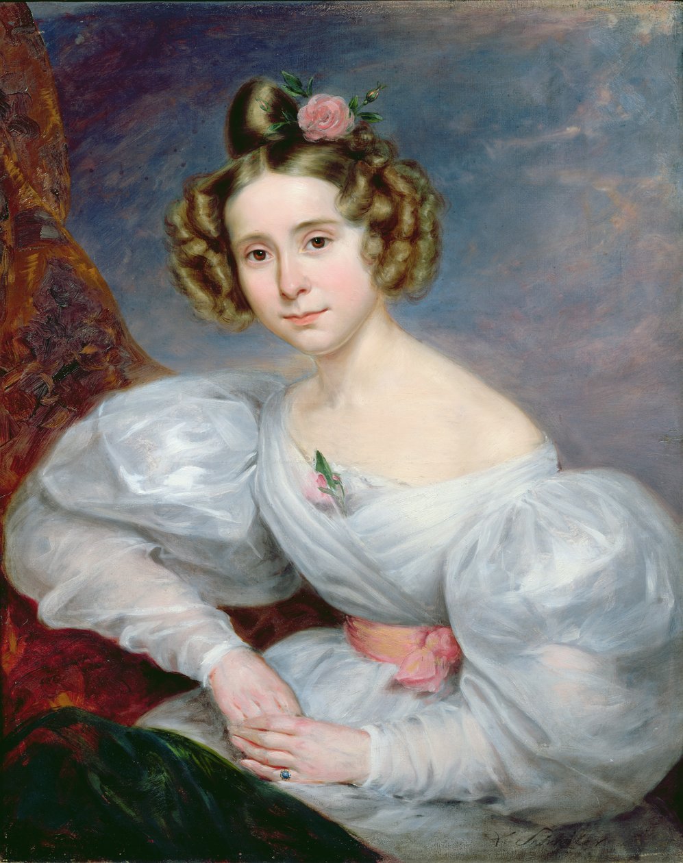 Portrét mladé ženy, cca 1833-34 od Ludwig August or Louis August Schwiter