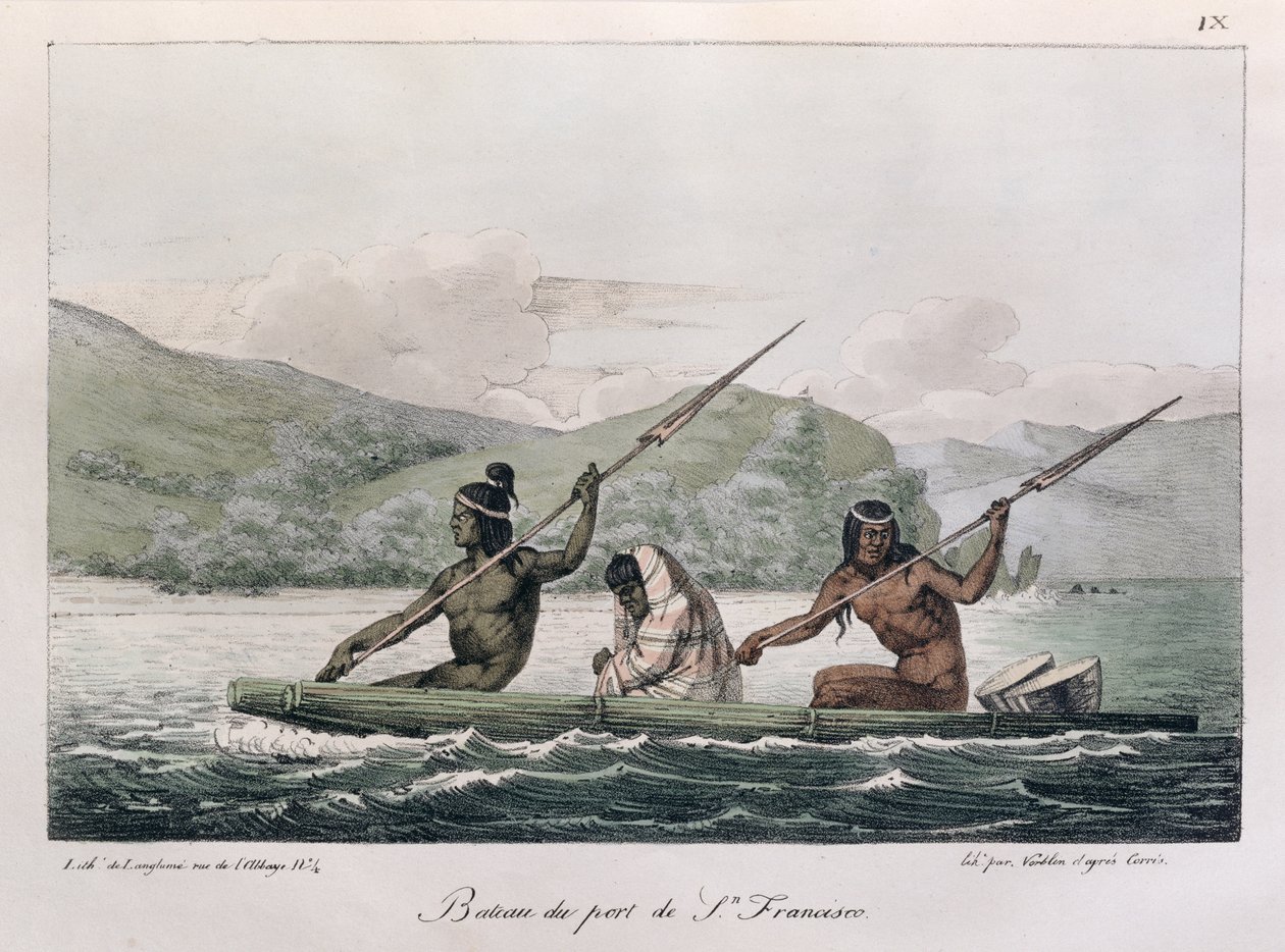 Loď z přístavu San Francisco, z „Voyage Pittoresque Autour du Monde“, vyryla Jean Pierre Norblin (1745-1830), vydáno 1822 od Ludwig Choris