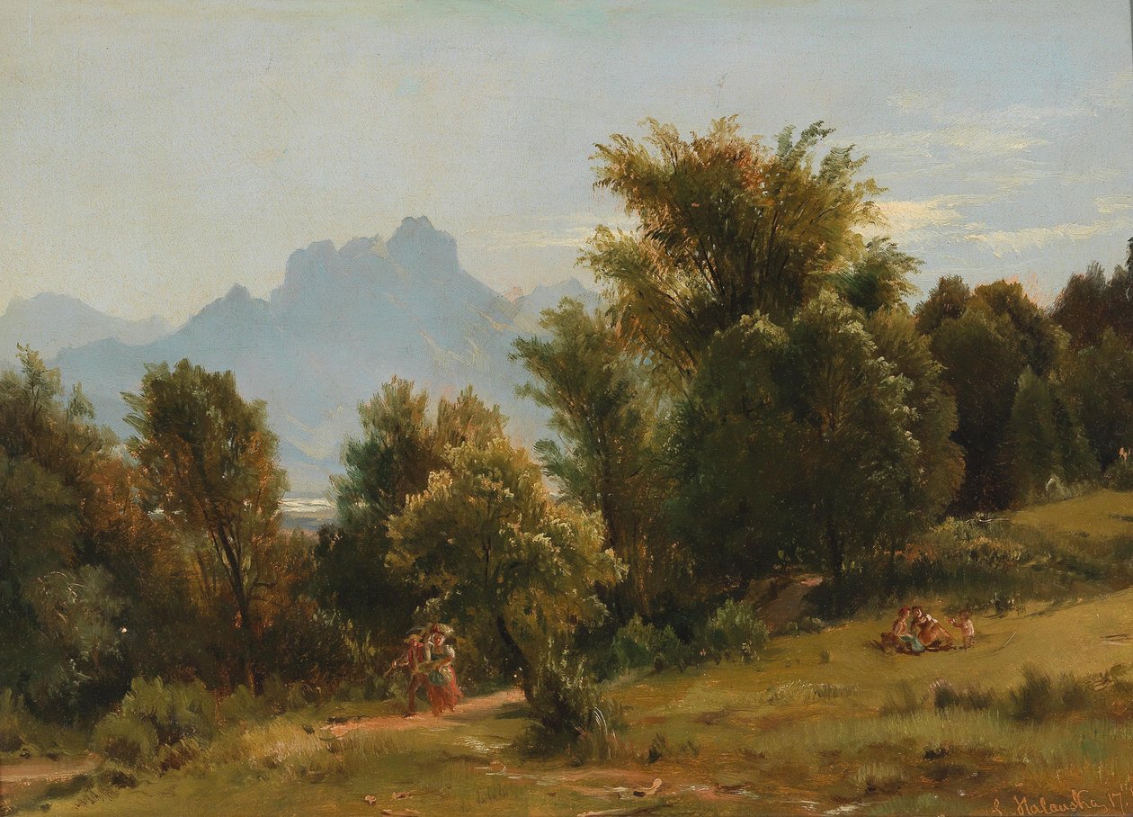 Scéna se stromy poblíž Brannenburg, Bavorsko od Ludwig Halauska