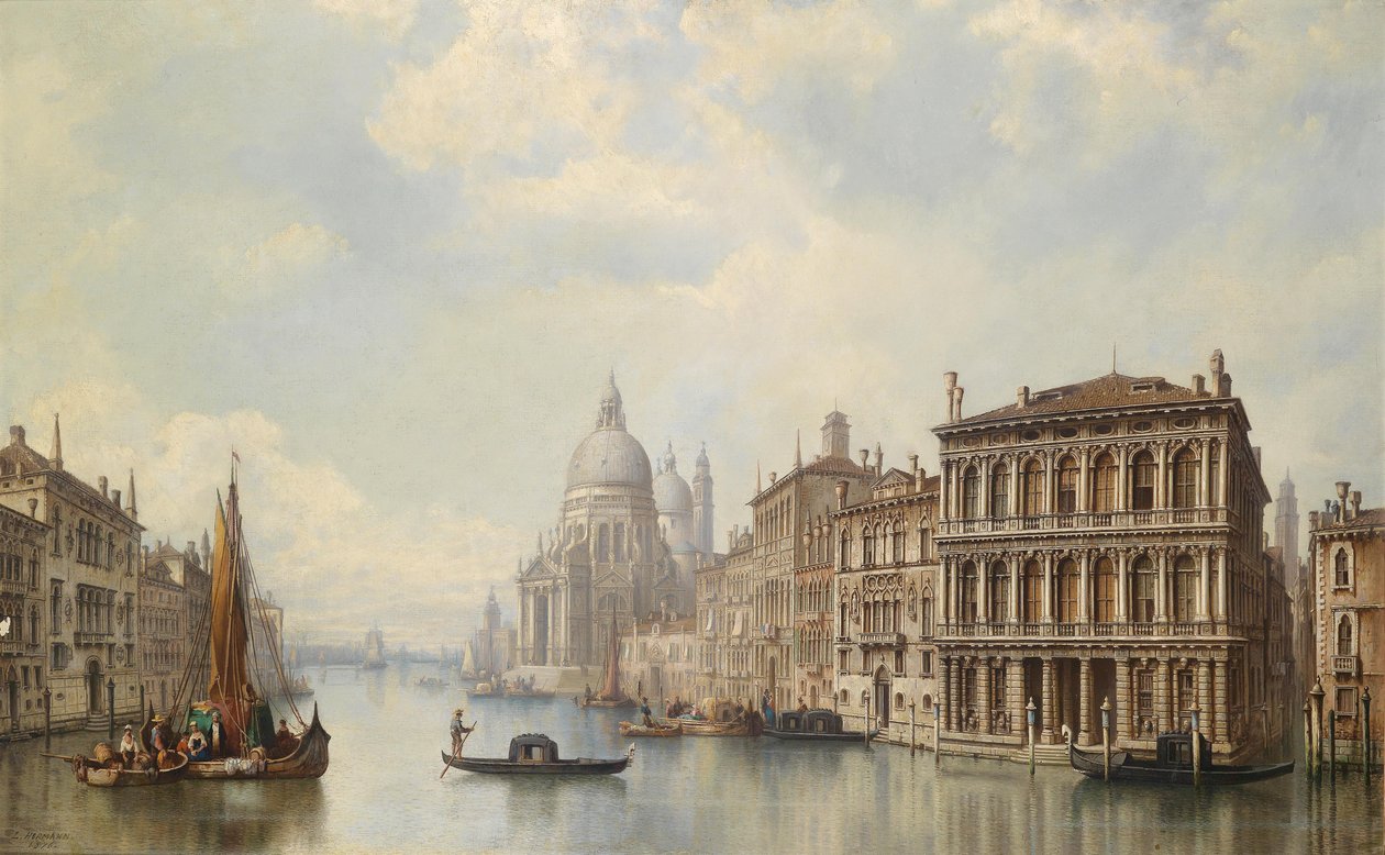 Benátky, pohled na Santa Maria della Salute od Ludwig Hermann