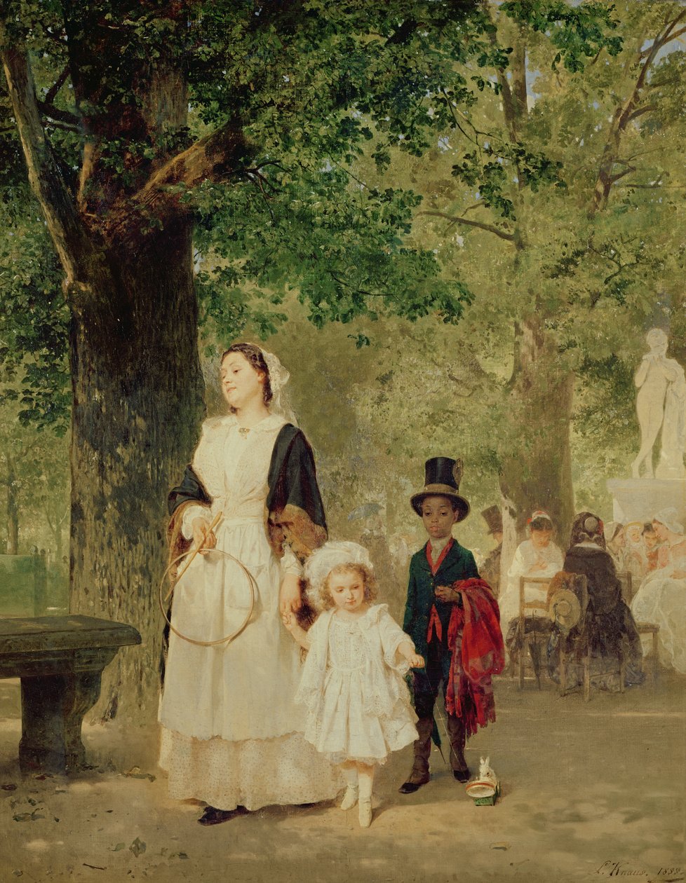 Promenáda v Tuileries Gardens, 1855 od Ludwig Knaus