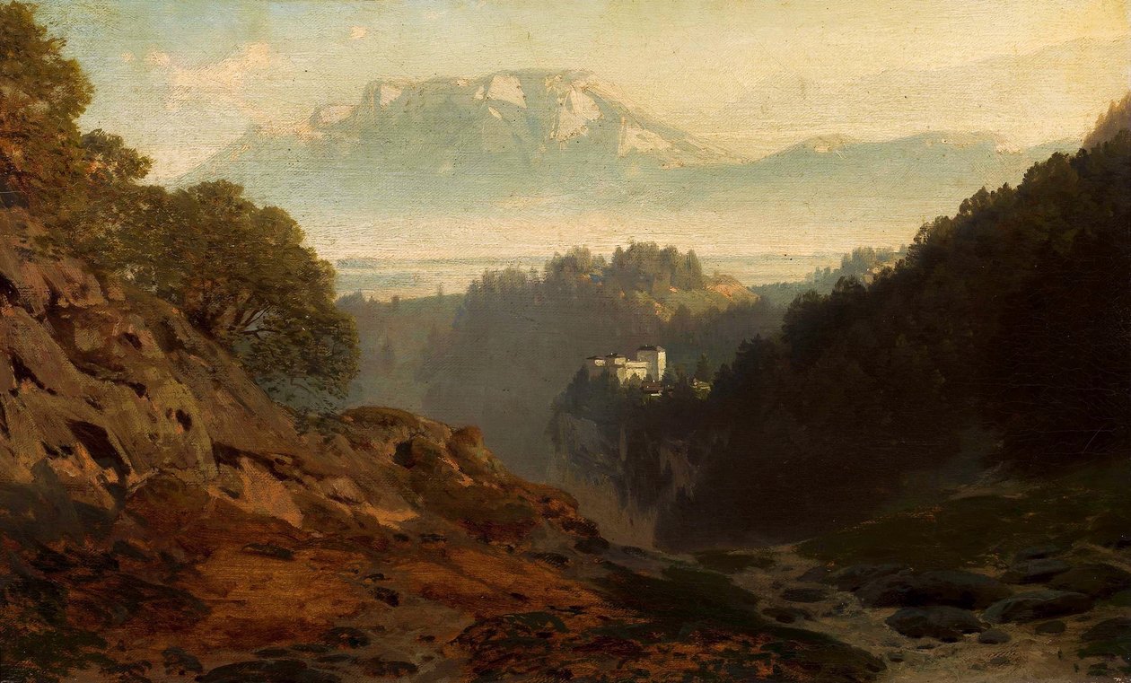 Horská krajina s hradem. od Ludwig Willroider