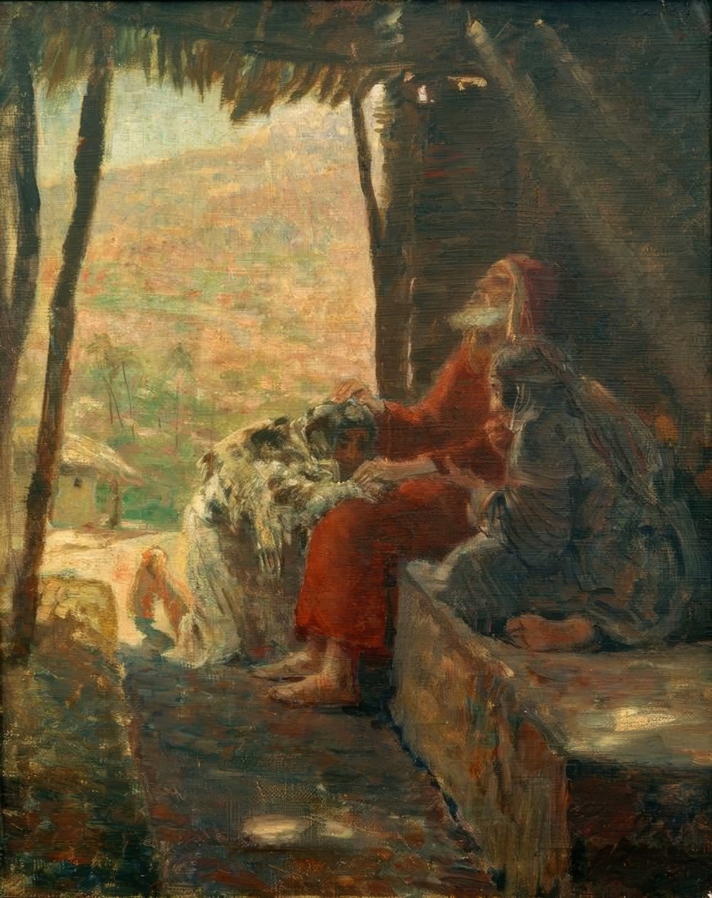 Izák žehná Jákobovi od Ludwig von Hofmann