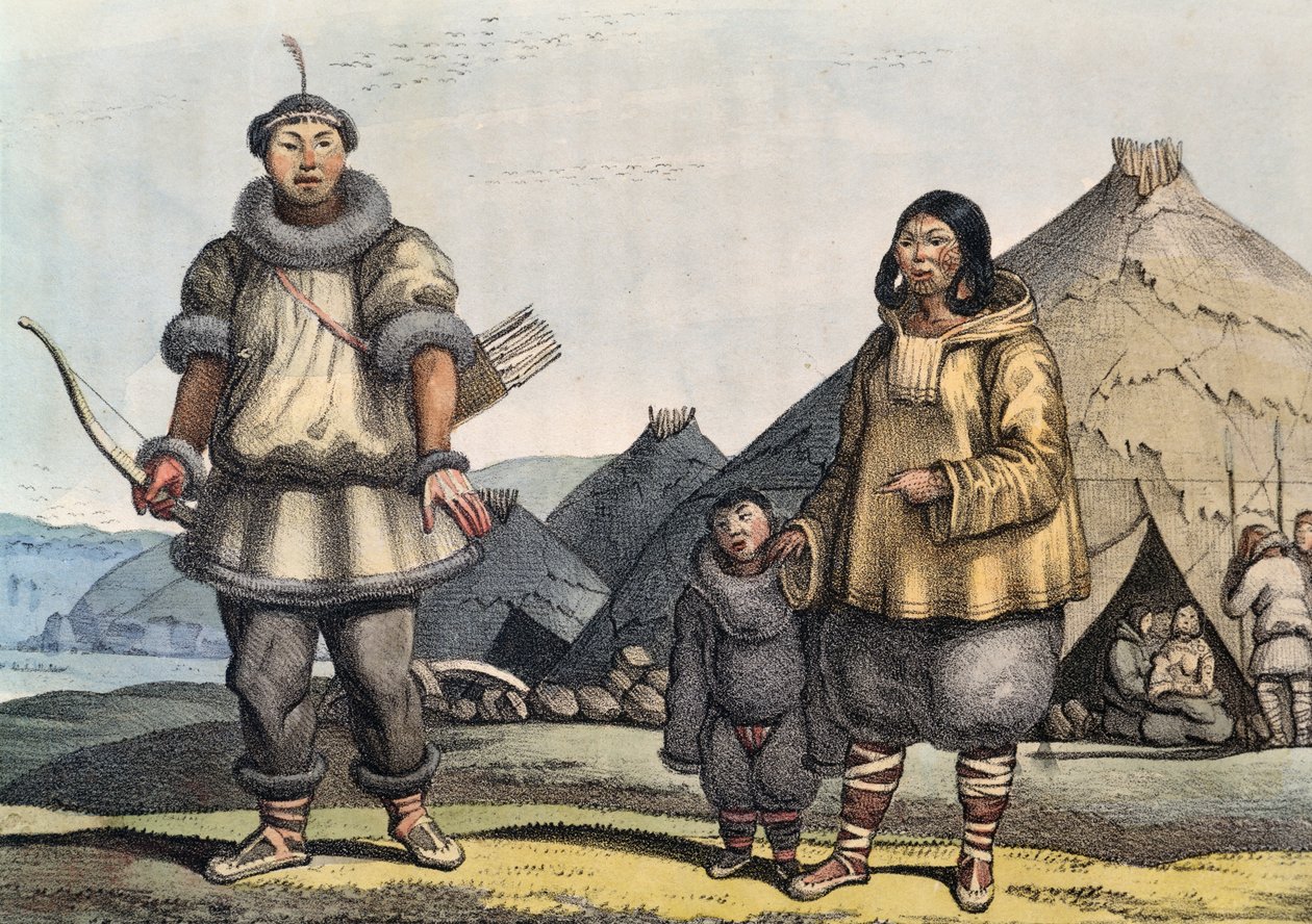 Čukotská rodina před chatrčí, Beringův průliv, Rusko od Ludwig (1795 1828) Choris