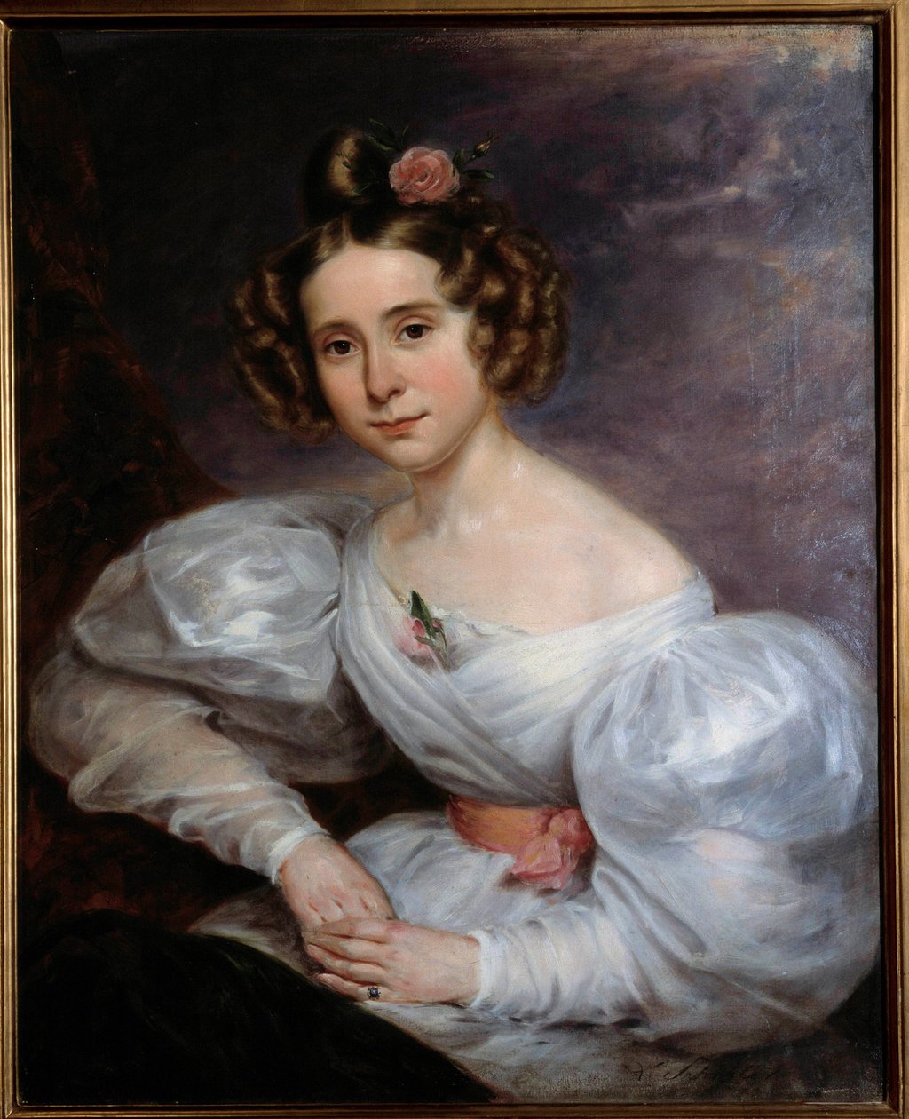 Portrét mladé ženy Malba Augusta Schittera (1805-1889) Orleans 19. století, Muzeum výtvarných umění od Ludwig August or Louis August Schwiter